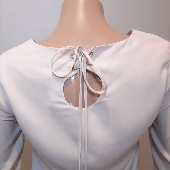 Marciano Long Sleeve Mini Dress Lace Hem Lace Up Keyhole Back Cocktail Size XS - Picture 7 of 16